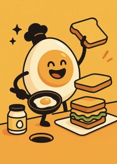 EGGoist egg mascot making sandwiches